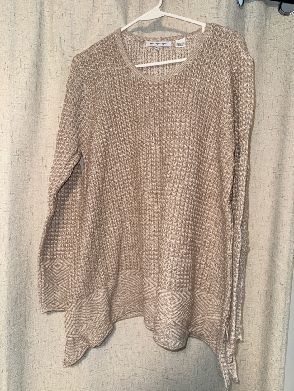 eight eight eight Beige Textured Knit Scoop Neck Sweater